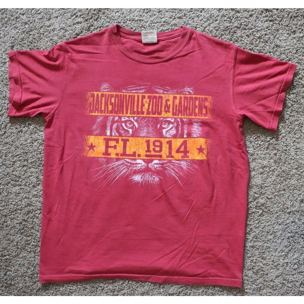 VINTAGE Comfort Colors Jacksonville Zoo Red Graphic T-Shirt Size Small